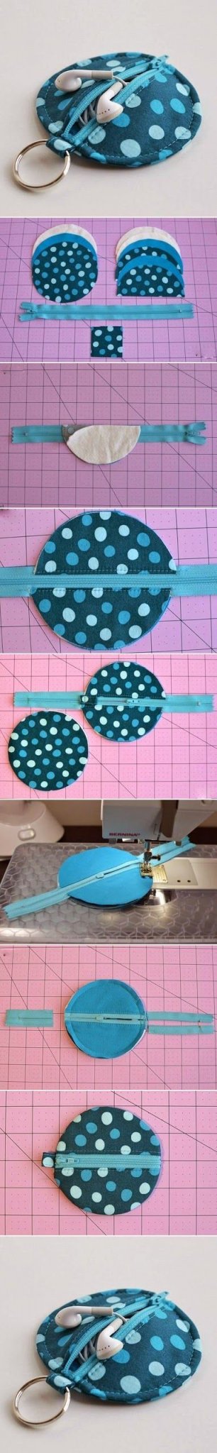 Making something like this will only take you a few minutes. All you need is the fabric, Zipper and a key ring. This project is a lot of fun and you can make them for your friends. You will always know where your earphones are at all times. The earphone...: 
